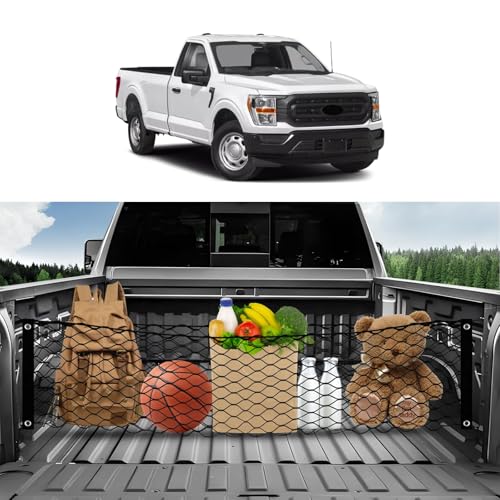 Karltys 2024 2025 F-150 Cargo Net for 2015-2025 Ford F-150 F-250 F-350 Envelope Style Truck Bed Cargo Net, Elastic Heavy Duty F150 Pickup Truck Bed Cargo Net Nylon Mesh Storage Netting Organizer