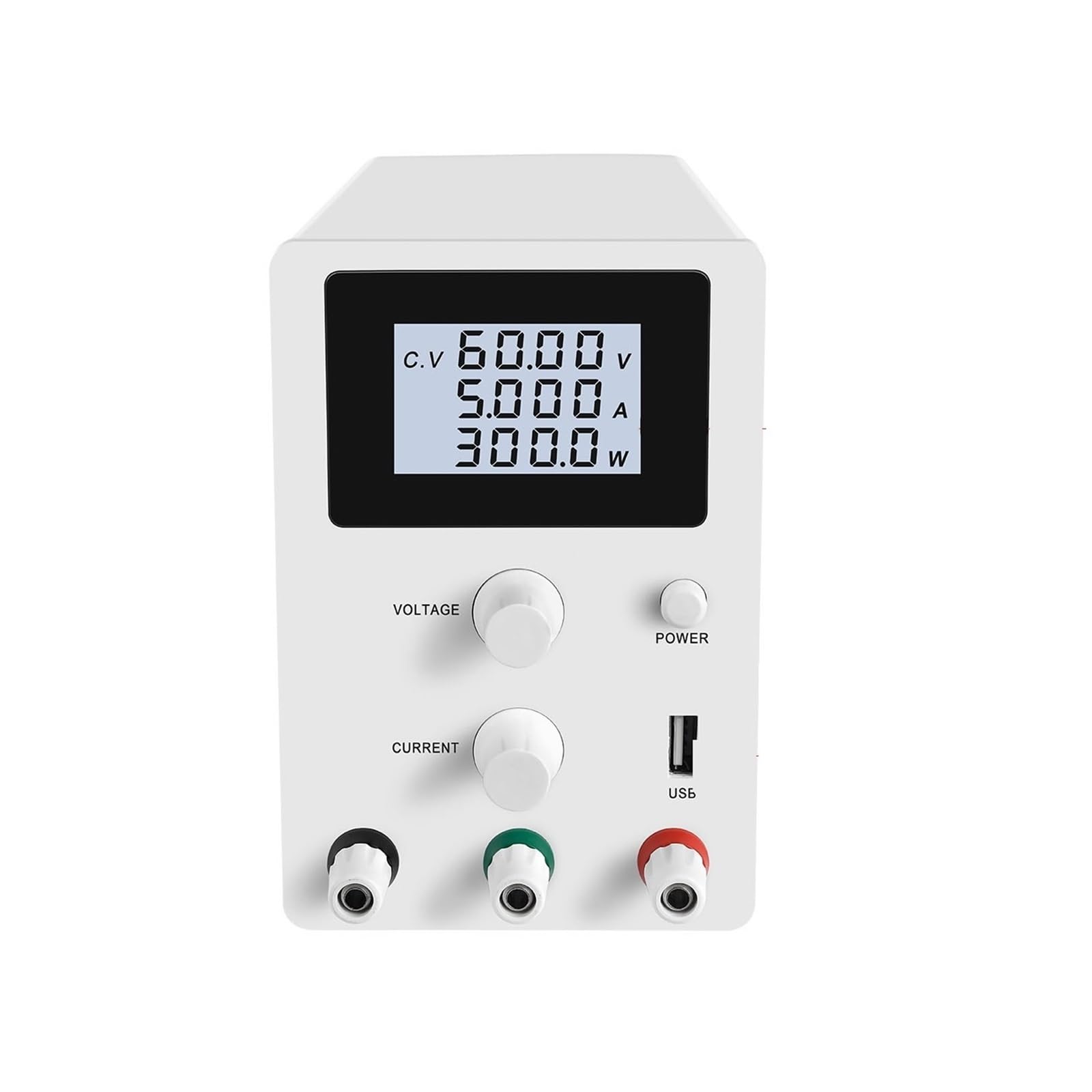 Einstellbares Gleichstromnetzteil 30 V 10 A, LED-Laborbank-Stromquelle, Stabilisiertes Schaltnetzteil, Spannungsregler 60 5 A Einfache Präzise Einstellung(60V 5A White)