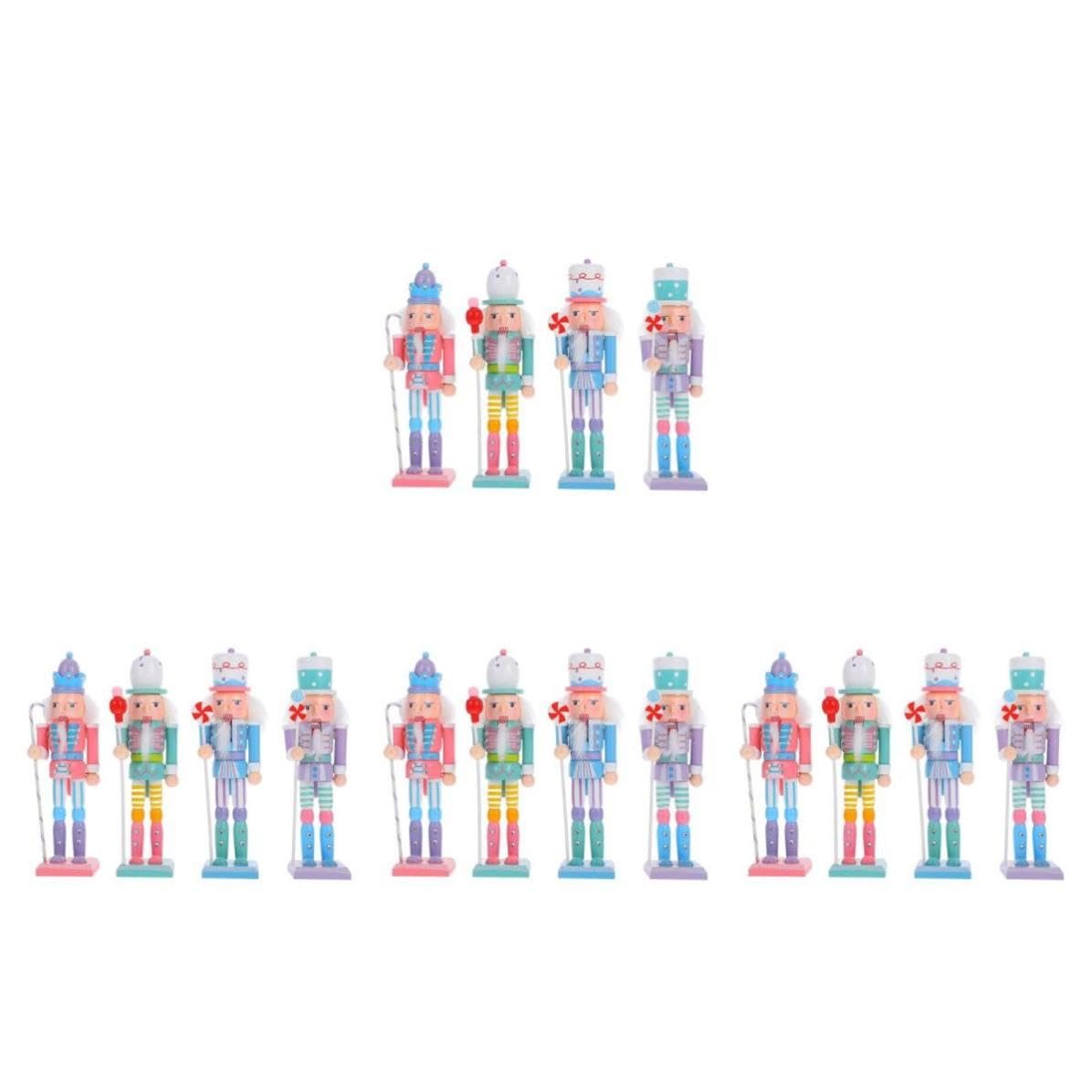 FRCOLOR 16 Piezas Figura de Cascanueces de Madera Navideño de 18cm, Soldado
