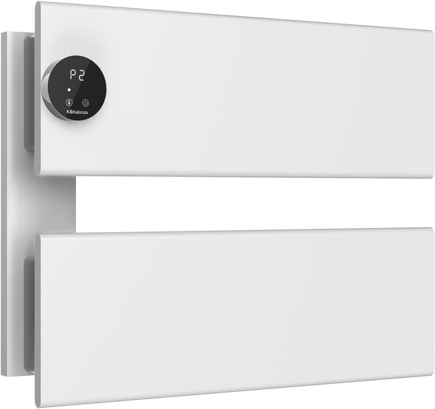 K&KALONZO Electric Towel Warmer, 18.35" W x 14.6" H Wall-Mounted Towel Heater with Built-in Timer, Waterproof Aluminum Towel Warmer for Bathroom, Support Plug-in and Hardwired, White, K2-L-W