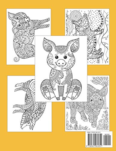 Pig Coloring Book For Teenagers: Adorable Animals Adults Coloring Book Stress Relieving Designs Patterns image 4