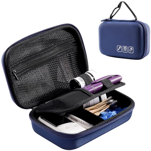 ProCase Diabetic Supplies Hard Travel Case, Diabetes Storage Bag for Glucose Meter, Insulin Pen, Blood Sugar Test Strips, Syringe, Needles and More Kits, Diabetic Care Kits Organizer Holder -Navy