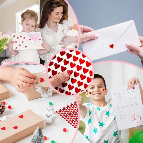 1200 Stück Herz Sticker, 1cm Mini Aufkleber Herz, Rot Belohnungs Sticker Herzen, Selbstklebend Aufkleber Herzen, Lustige Herzaufkleber, Herz-Aufkleber, für Geschenkverpackungen Scrapbooking