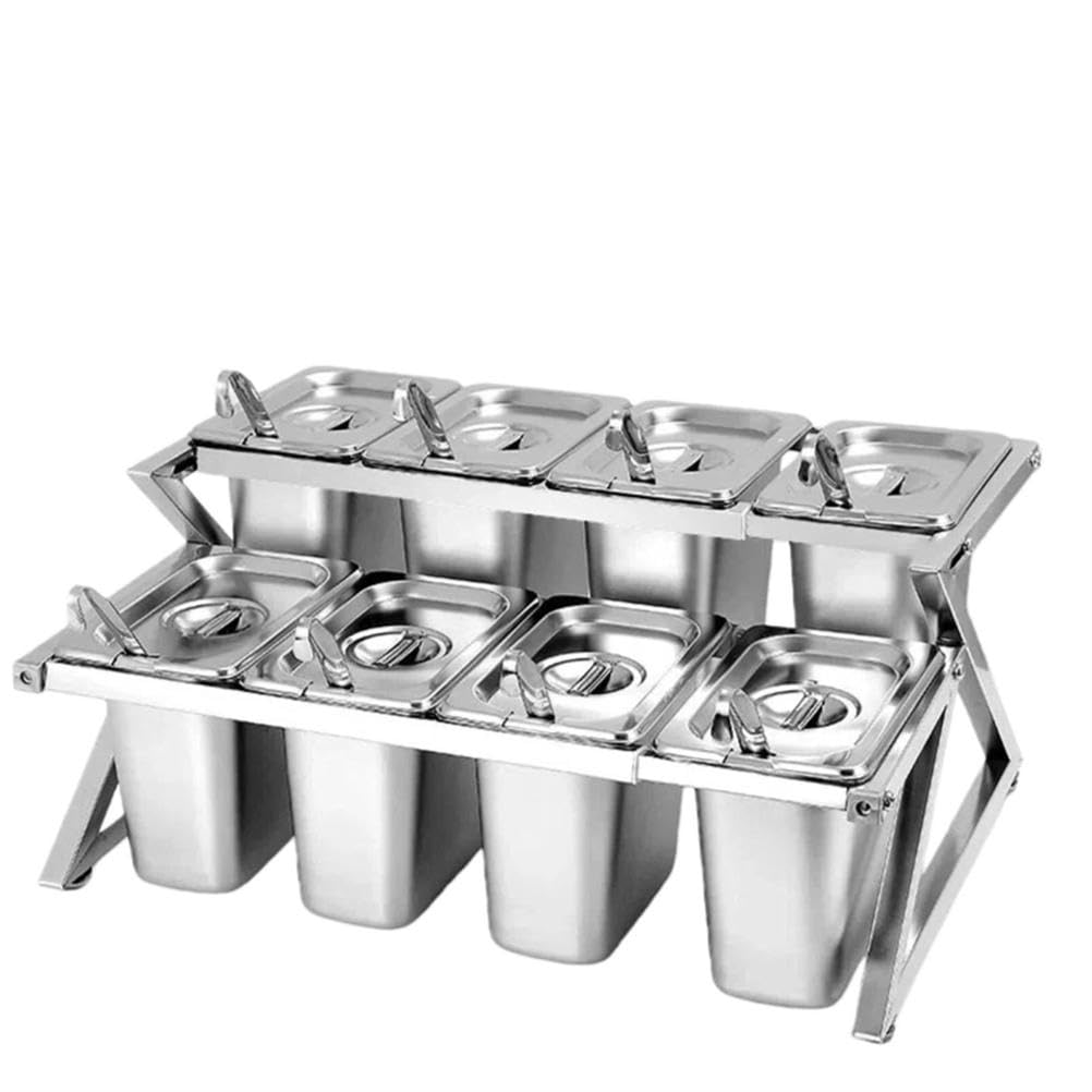 GTHTUHFD Stainless Steel Food Container Set With Lids - Condiment Dispenser & Spice Rack Organizer For Kitchen Countertop Seasoning Storage,26