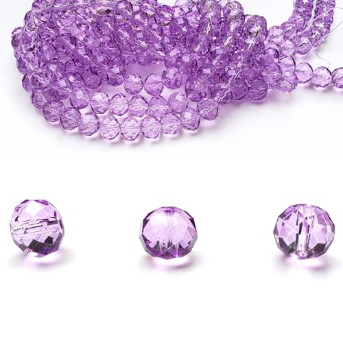 Image of 4mm Rondelle Glass Beads for Jewelry Making, Faceted Briolette Crytal Spacer Beads for Bracelet Necklace Earring, Crystal Violet 1200pcs