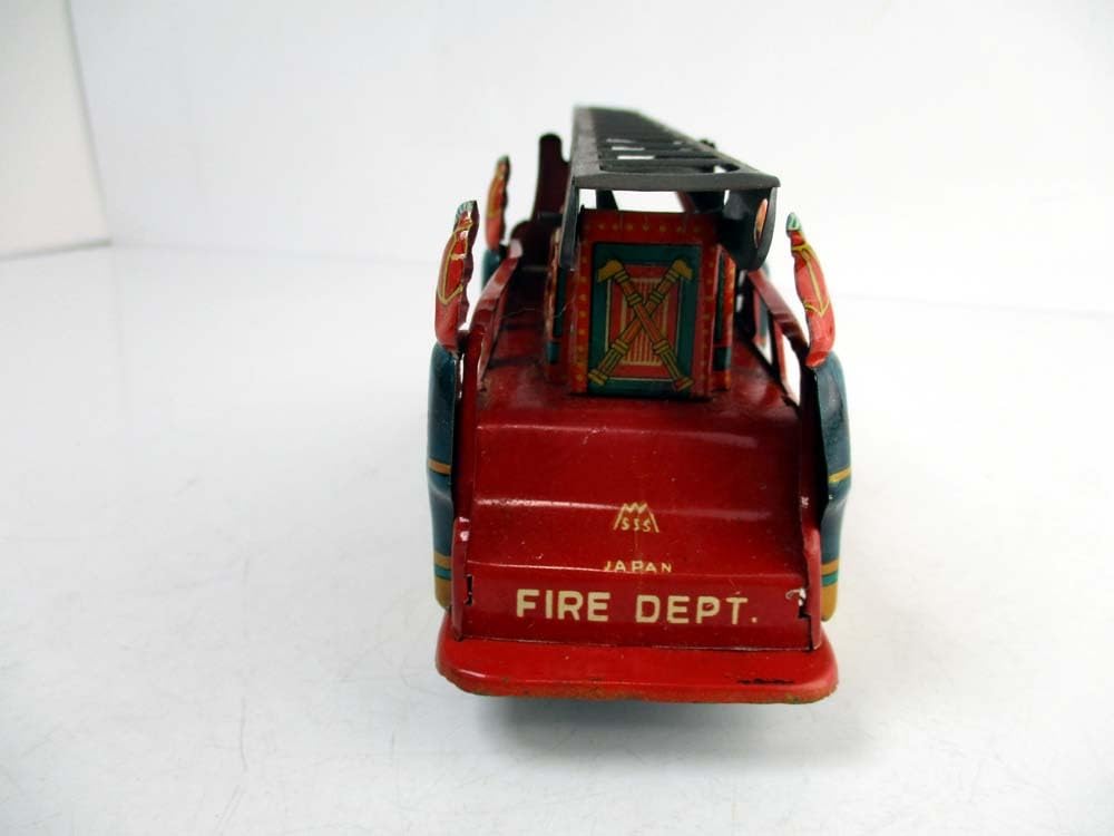 SSS日本1950年代製 F. D. 消防車 完動品 長さ約15cm ブリキ