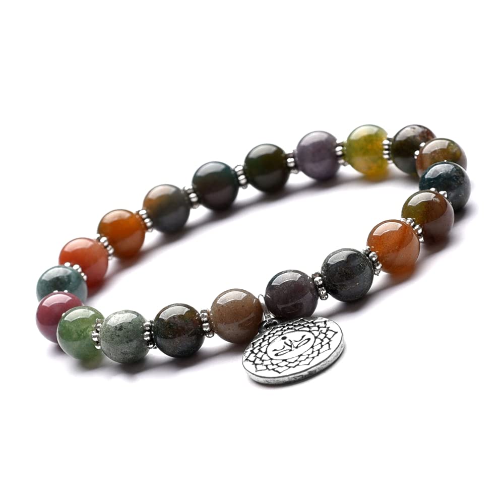 Unique Chakra Schutzarmband Aus Achat Perlen 8mm – Dehnbar, Gegen Negative Energien