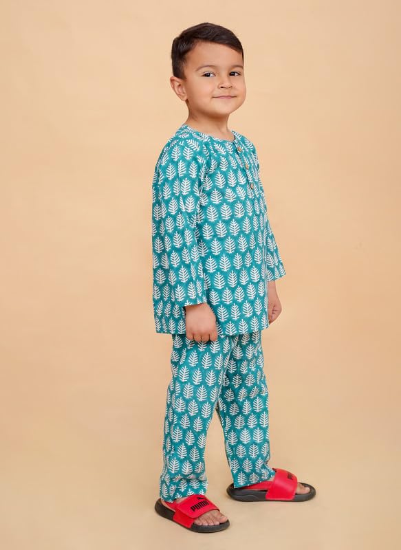 Image of Boys Cotton Night Suit | Jaipur Handblock Print Pajama Set for Kids | Boys Sleepwear | Kids Pajama Set | Baby & Toddler Sleep Suit | Combo Pack of 2