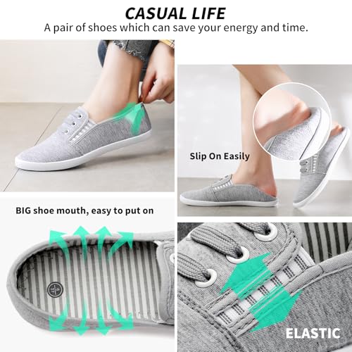 Kufeiti Women'S Canvas Slip On Shoes Sneakers For Women Fashion Comfortable White Black Elastic Sneakers For Women thumb #2