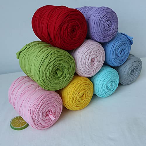 T-Shirt Yarn 130 Yards Knitting Yarn Fabric Crochet Cloth Solid Color Tshirt Yarn For Crocheting Beginners Diy Hand Craft Bag Blanket Cushion Projects (Klein Blue) #TOP3