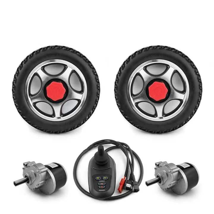 L-faster Kit de conversión de Motor de Silla de Ruedas con Control Remoto 250W para Silla de Ruedas eléctrica Plegable Ligera de 12 Pulgadas (MAX 3kph Solid Tire, Joystick Controller)