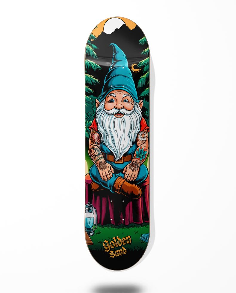 Golden Sand monopatín Skate Skateboard Deck Tabla - Gnomoguerrea 8.25¨