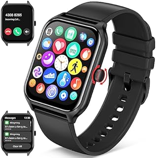 Smartwatch Damen mit Telefonfunktion Whatsapp, 1.96" Schrittzähler Uhr Fitness Tracker für Android iOS, Pulsmesser/Schlafmonitor/Sprachassistent/100+Sportmodi Wasserdicht Sportuhr Fitnessuhr Herren