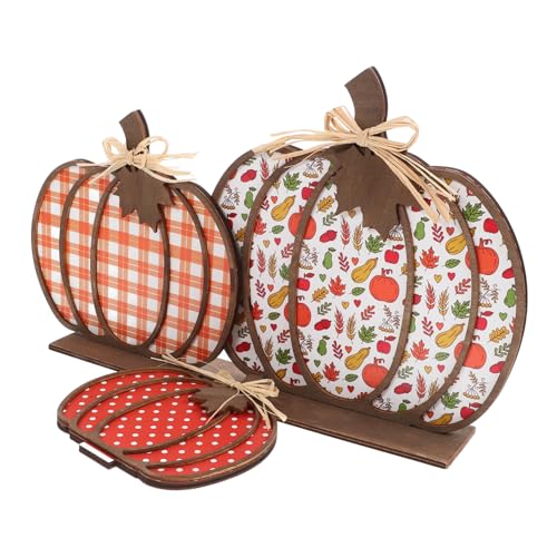 GOOHOCHY 1 Set Pumpkin Ornaments Wood Pumpkins Props Thanksgiving Scene Decor Thanksgiving Decor Thanksgiving Pumpkin Adorn Pumpkin Decor Artificial Pumpkin Adorn Fall Decoration Fall Prop