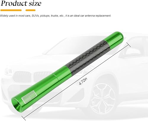 Vista 23 de BESULEN Antena corta para automóvil, antena de radio de aluminio de fibra de carbono de 4.7 pulgadas con bandera estadounidense para recepción