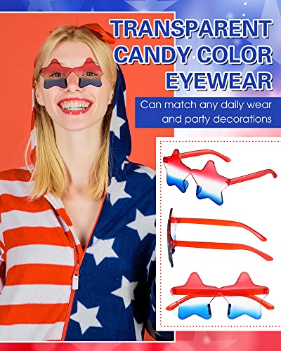 Kanayu 12 Pairs Star Sunglasses Red White And Blue Glasses 4Th Of July Star Shaped Rimless Sunglasses Independence Day Glasses Pentagram Sunglasses For Women Men Eyewear #TOP2