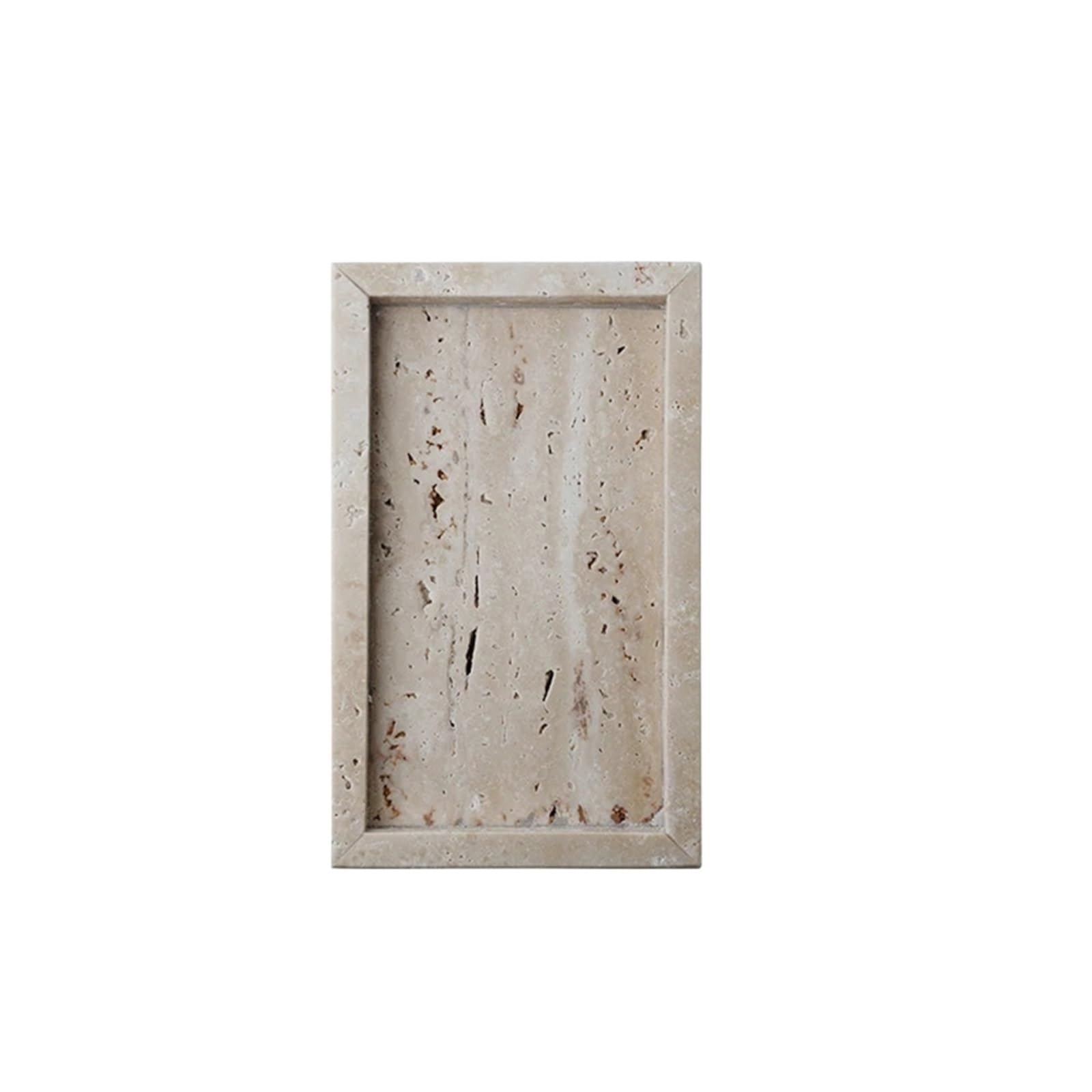 Bathroom Stone Tray Minimalism Marble Tray for Perfume Candles Jewelry Travertine Stone Vanity for Dresser Countertop Coffee Table Serving(25x14cm)