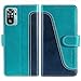 Produktbild FMPCUON Handyhülle für Xiaomi Redmi Note 10 4G/Note 10S Hülle Leder,Premium Klapphülle Handytasche Flip Case Handy Hüllen Schutzhülle für Xiaomi Redmi Note 10 4G/Note 10S,Blau/Grün