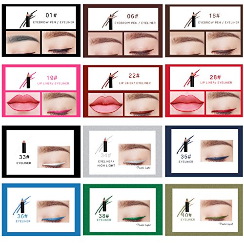 Dc-Beautiful 12Pcs Lot Set 12 Colors Eyeliner Pencil Waterproof Eyebrow Pencil Cosmetics With A Pencil Sharpener #TOP5