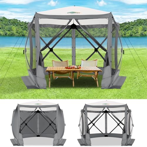 Image of COBIZI 10x10 FT Pop up Gazebo, Popup Canopy Tent, Screened in Gazebos with sidewalls, Waterproof Portable Outdoor Small Screen Tents Sun Shelter,carpas para Patio for Camping, Garden,Backyard,Grey