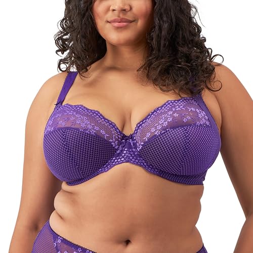 Image of Elomi Women's Charley Stretch Plunge Bra: Stretch Lace & Mesh, Racerback Option. Low Plunge UK Sizes D-JJ, US Sizes D-N