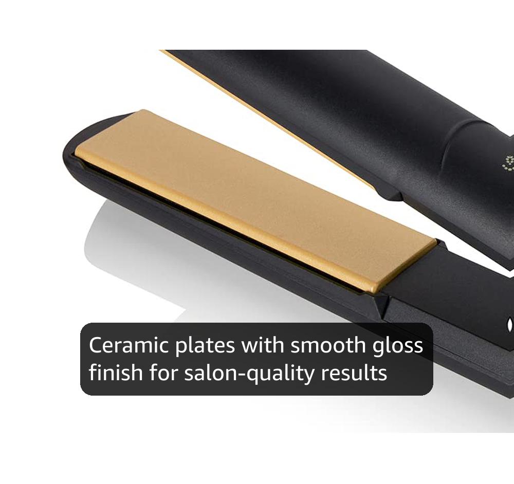 ghd Original Styler - 1” Flat Iron Hair Straightener with Ceramic Heat Technology, 365ºF Safe Styling Temperature, Smooth Gloss Plates, Fast Heat-Up and Auto Sleep Mode - Black