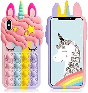 Vunake Pop On It Case for iPhone XS Max Case Push Bubble Fidget Case for Xs Max Phone Case for Kids Girls Stress Relief Soft Silicone Shockproof Protective Case Cover for iPhone XS Max - Unicorn