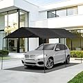 10 x 20 FT Carport Heavy Duty, Portable Garage Canopy Outdoor, Galvanized Car Canopy for Car Garage Shelter Tent Party Tent with Anchor Kit (Black)