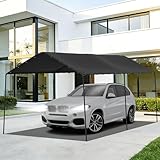 10 x 20 FT Carport Heavy Duty, Portable Garage Canopy Outdoor, Galvanized Car Canopy for Car Garage Shelter Tent Party Tent with Anchor Kit (Black)