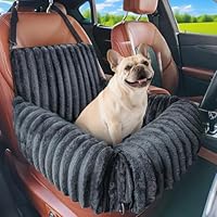 MIXJOY Dog Car Seat Travel Bed-Dog Booster Seats, 20cm High Pet Car Seat with Thick Memory Foam for 25Lbs Dogs & Cats, Waterproof Dogs Bed for Front/Back Seat of Cars, Indoors/Outdoor Handbag(Grey)