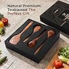 Wooden Spoons for Cooking, 10 PCS Teak Wood Cookware Utensil Set with Hooks - Smooth Finish, Non-Stick, Comfortable Grip, Heat Resistant Kitchen Utensils Gift Box #1
