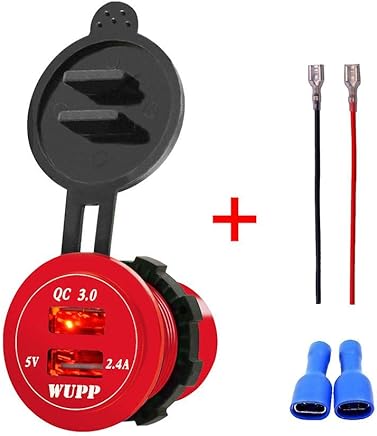Puerto USB Dual Impermeable del Coche del Barco r?pido de aleaci?n de Aluminio Cargador de mechero Rojo del Caso del Adaptador de Carga Regard L Puerto USB Dual Impermeable del Coche del Barco r?pido de aleaci?n de Aluminio Cargador de mechero Rojo del Caso del Adaptador de Carga Regard L