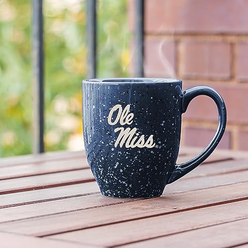 Image of Rico Industries NCAA Mississippi Rebels - Ole Miss Navy Blue Personalized 16 oz Team Color Laser Engraved Speckled Ceramic Coffee Mug