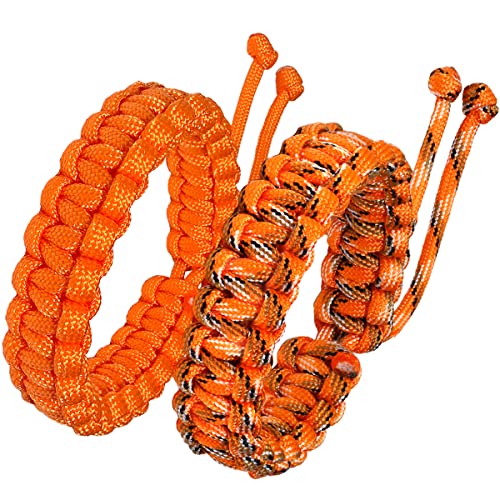 Jewever Paracord Survival Bracelets Braided Paracord Handmade Rope for Couples Men Women Adjustable Size(Set of 2)