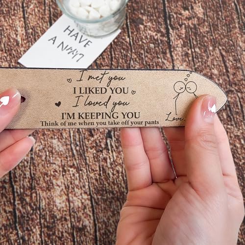 I Met You I Liked You I Love You I'm Keeping You, Funny Leather Belt for Husband, Custom Men's Engraved Leather Belt, Funny Gift for Husband on Christmas, Husband Gifts from Wife, Belt for Groom Men4
