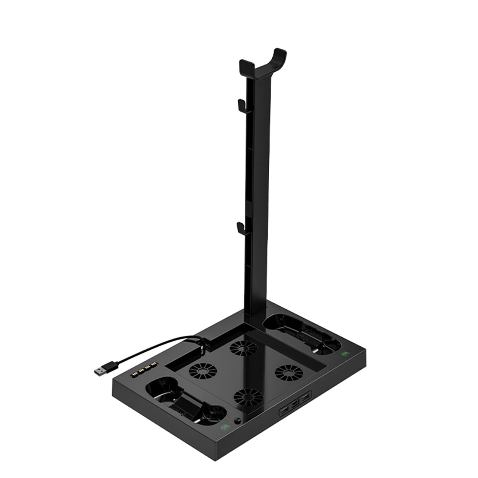 Base de Refrigeración para Xbox Series X, Soporte de Refrigeración de Consola con 4 Ventiladores de Refrigeración, Estación de Carga Doble Vertical con Soporte para Auriculares, con 2 Baterías
