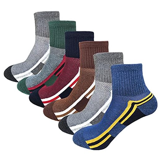 J.WMEET Men's Quarter Ankle Socks Athletic Running Hiking Cushion Performance Ventilation Sports Cotton Socks 6 Pack