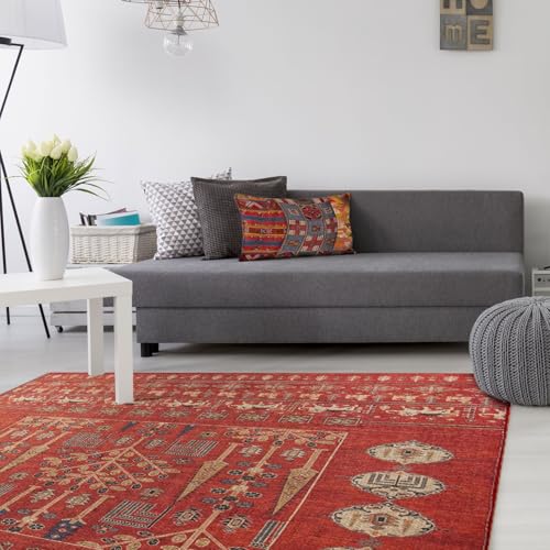 Modema Alfombra Salón - Alfombras de Pasillo Lavable Tapetes para Salón, Comedor, Cuarto Antideslizante Alfombra Grande (Jardín Oriental) (60 x 120 cm)