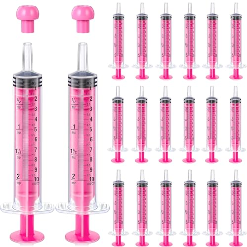 TrelaCo 20 Pack 10ml Oral Syringes with Cap Plastic No Needle, Pink
