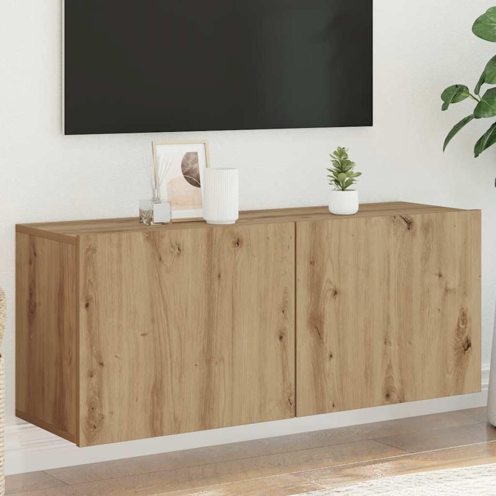 Drewnopochodny Ścienna montażowa Szafka pod telewizor 100x30x41 cm Brąz