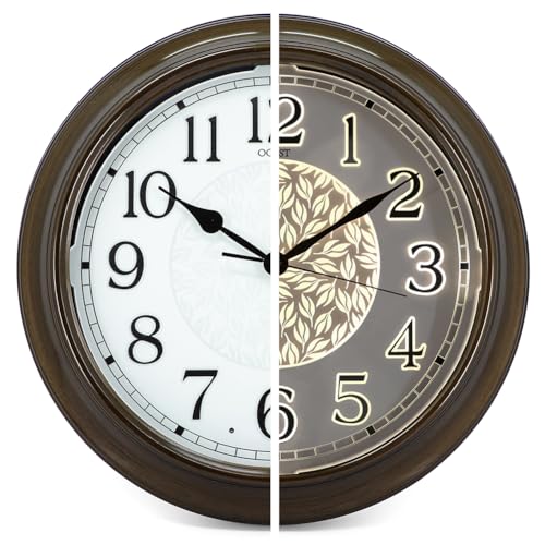 OCEST 15 Inch Indoor Outdoor Clock Waterproof, Silent Metal Large Outdoor Clock Glow in The Dark, Battery Operated Decor for Garden Pool Patio Porch