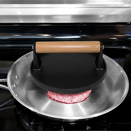Evelots Cast Iron Bacon Press/Burger Smasher/Grilled CheeseHeavy DutyFrying Pan/BBQ Grill