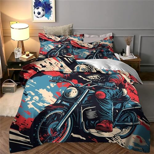 Housse de couette hypoallergique moto lit single ado