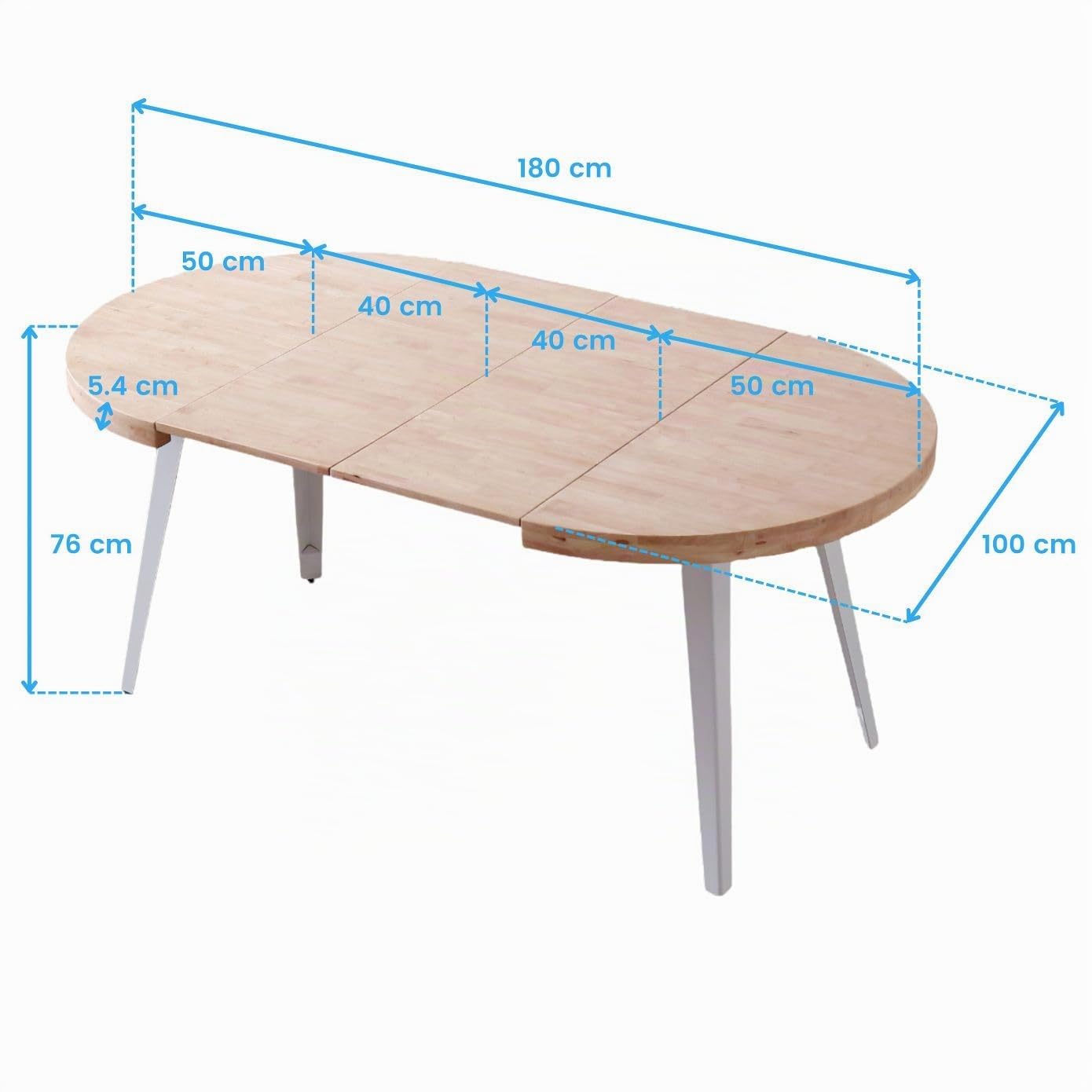 Miroytengo Mesa Salón Comedor Redonda Extensible Bali Color Roble Nordish y Blanco 76x100-180x100 cm