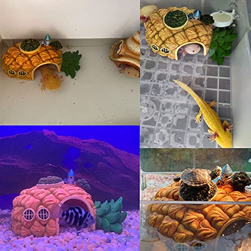 Tfwadmx Aquarium Pineapple Shape Decorations Resin Hideout Cave Ornaments Fish Tank House Shelter Decor Artificial Plastic Plants Realistic Underwater Landscape Hut For Shrimps Breeding Hiding #TOP1