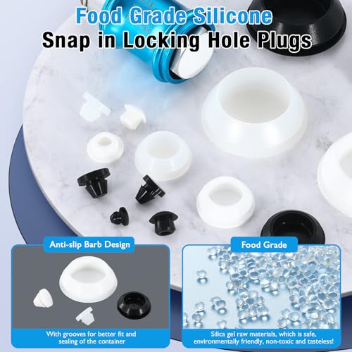 Image of 4 Pcs 40 mm Silicone Rubber Plugs Snap in Locking Hole Plugs for 40 mm (1-9 /16 inch) Round Holes, Flush Type Rubber Stoppers, Flexible Tube Pipe End Caps Covers, Waterproof Sealing Plugs, Black