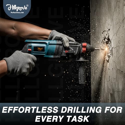 Image of Hillgrove HGCM1362M1 1200W 100% Copper Winding 26mm Rotary Hammer Impact Gun Chipping Hammering Drilling Breaker Drill Machine Kit Set