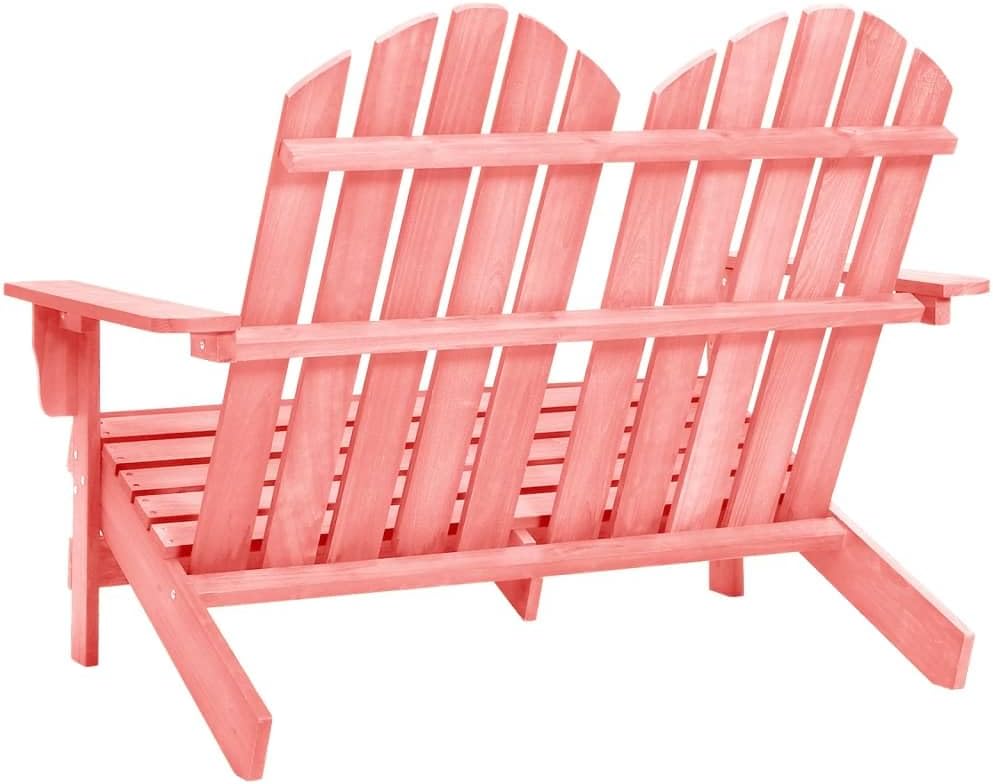 vidaXL Adirondack Style 2-Seater Patio Chair - Pink - Solid Fir Wood - Weather-Resistant Outdoor Lounge Seating for Garden or Patio