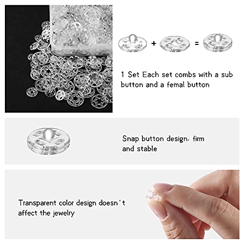 150 Sets Plastic Snap Fasteners Buttons Invisible Sewing On Snap Buttons 7.5 Mm 10 Mm 15 Mm Round Clear Press Button Transparent Sew-On Button With Storage Box For Shirts Clothing Diy Craft Baby Bibs #TOP2