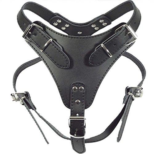 New Black&Red&Pink&Brown Soft Plain Leather Dog Harness Medium Dog Chest for 21-30″ Pit Bull, Mastiff, Boxer, Bull Terrier (Black) New Black&Red&Pink&Brown Soft Plain Leather Dog Harness Medium Dog Chest for 21-30″ Pit Bull, Mastiff, Boxer, Bull Terrier (Black)
